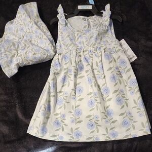 Carter's Blue and Green Floral Dress with Hat